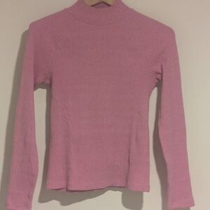 Lands' End Pink Ribbed Mock neck Sweater